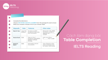Cách làm dạng bài Table Completion – IELTS Reading