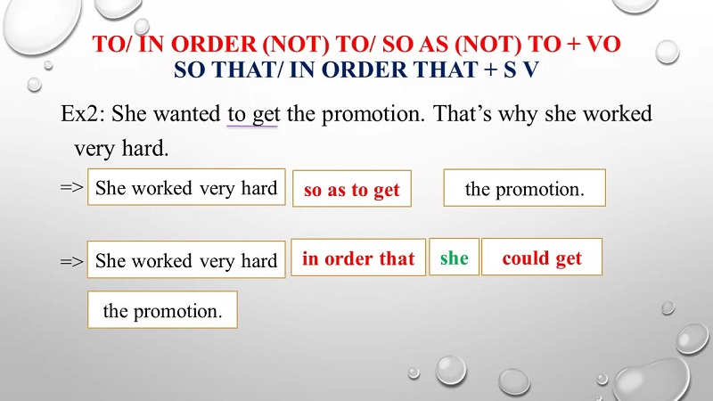 so that / in order that / so as to / in order to