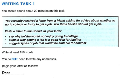 Một minh họa cho đề bài General Writing Task 1: Letter of Advice