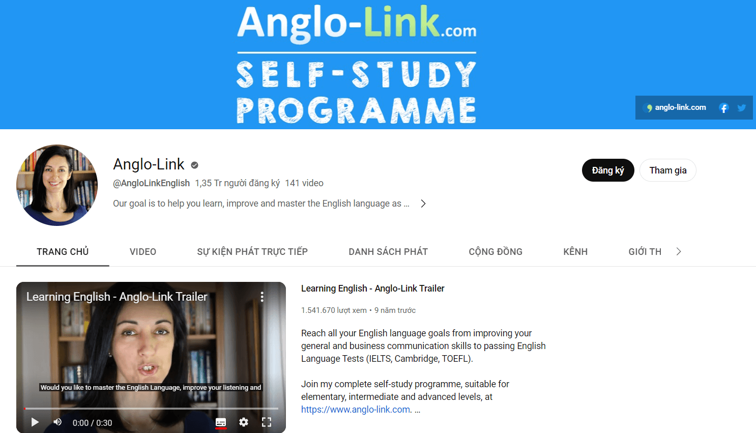 Kênh youtube học IELTS - Anglo-Link