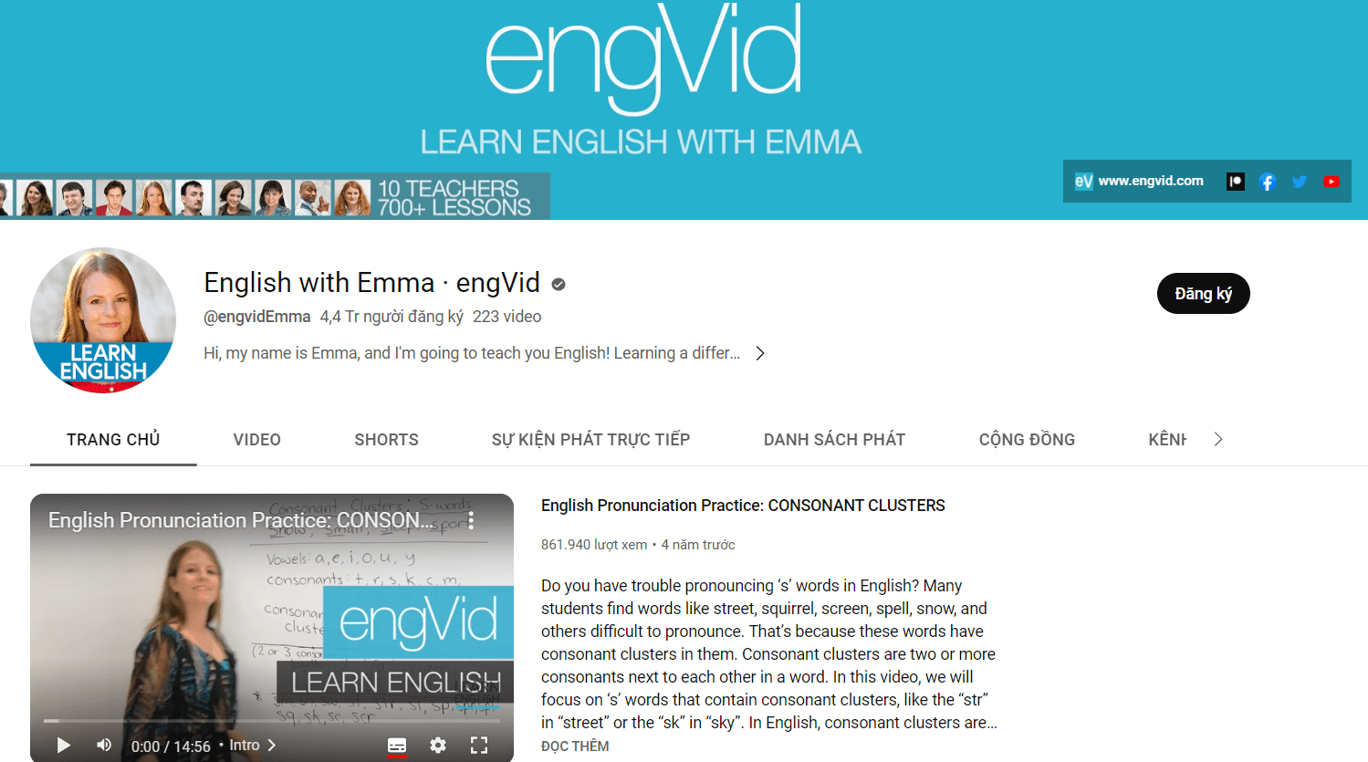 Kênh youtube học IELTS - Learn English with Emma [engVid]