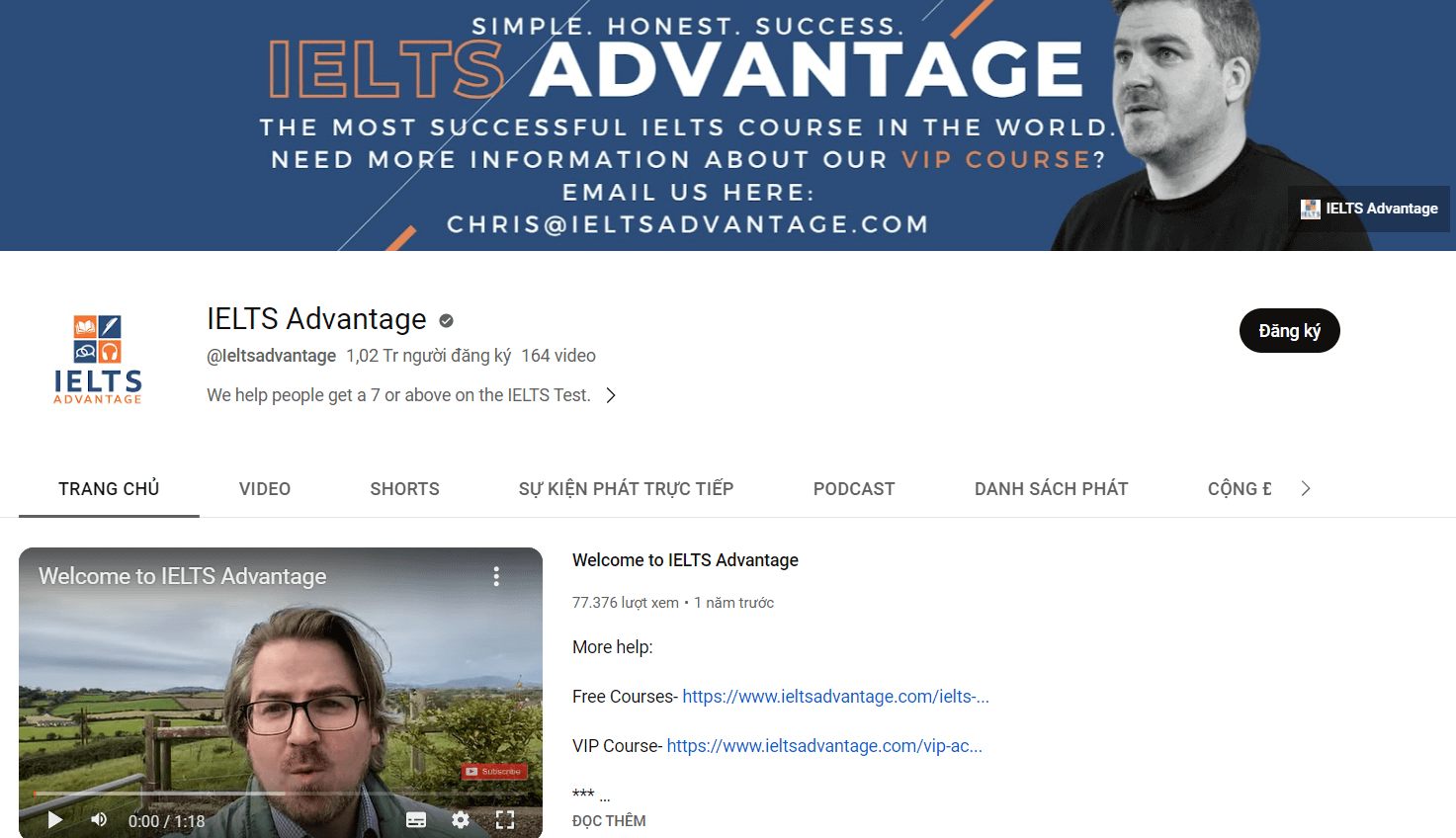 Kênh youtube học IELTS - IELTS Advantage