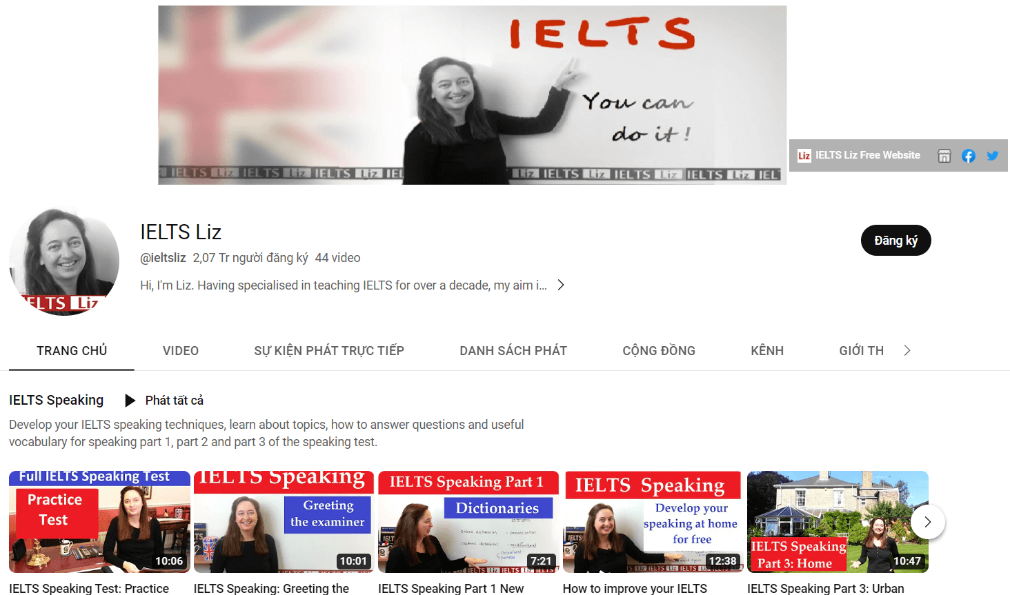 Kênh youtube học IELTS - IELTS Liz
