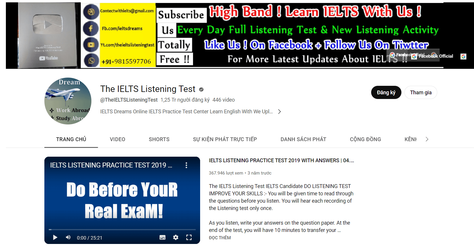 Kênh youtube học IELTS - The IELTS Listening Test