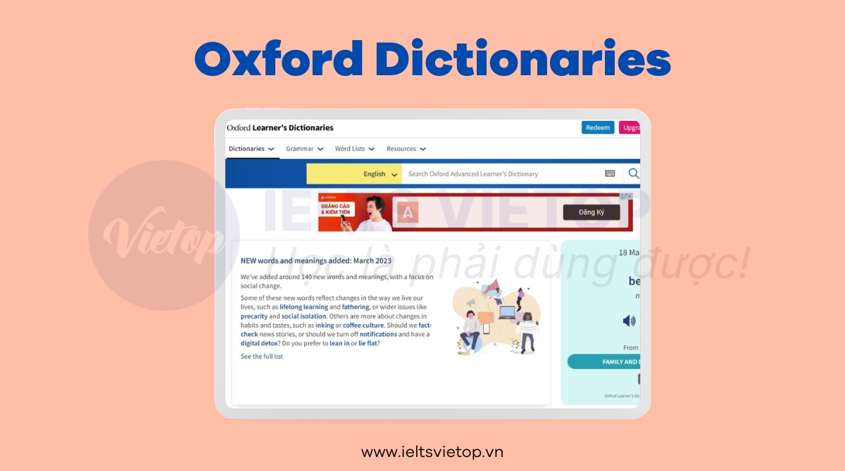 Web tra từ điển tiếng Anh