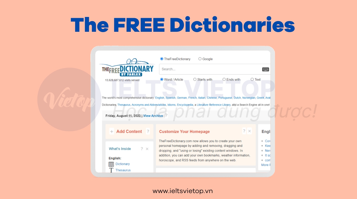 Web tra từ điển tiếng Anh