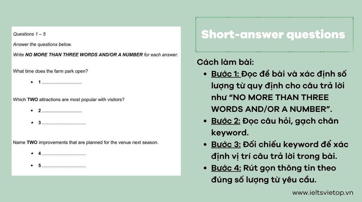 Dạng short answer questions