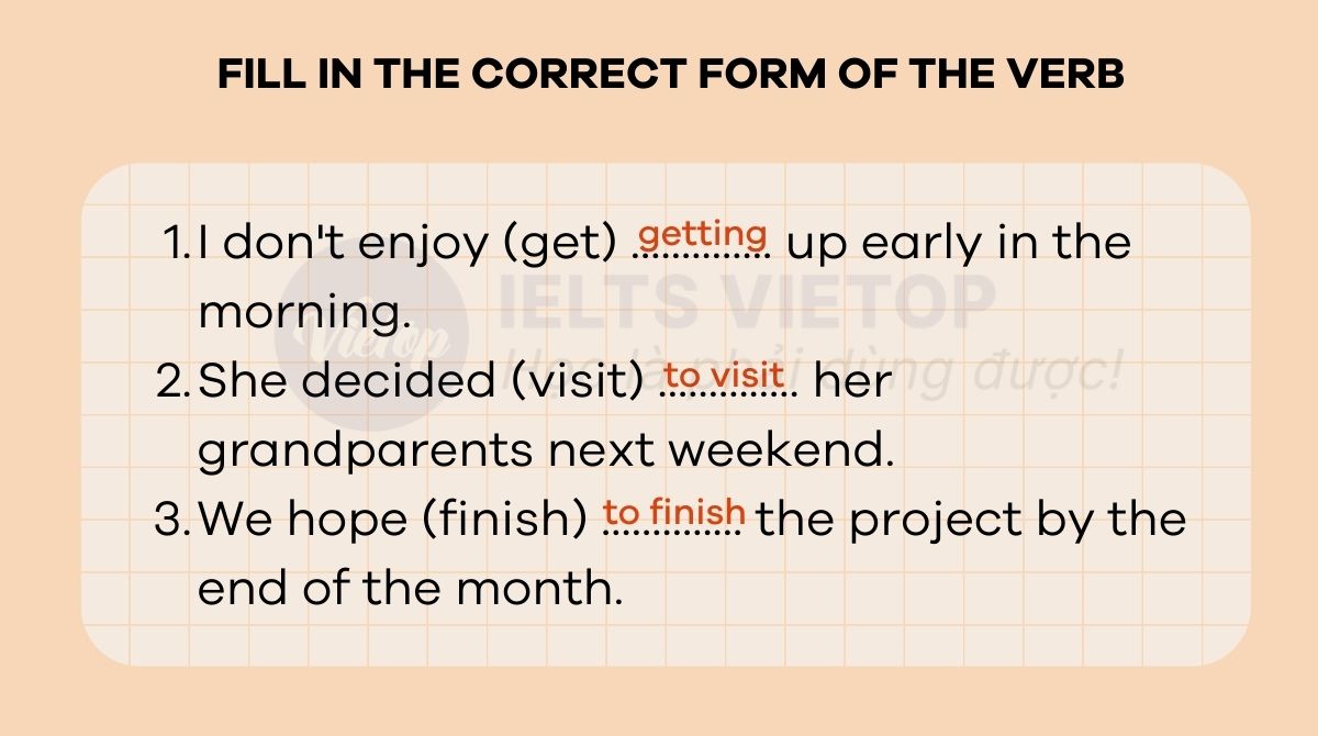 Fill in the correct form of the verb