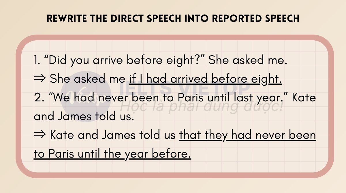 Rewrite the sentences using reported speech