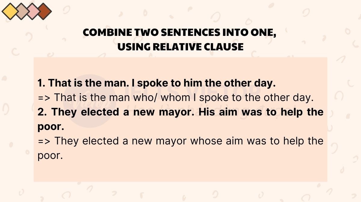 Combine two sentences into one, using relative clause