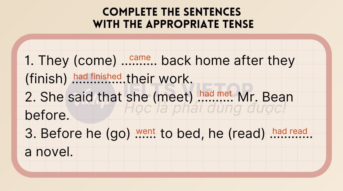 Complete the sentences with the appropriate tense.
