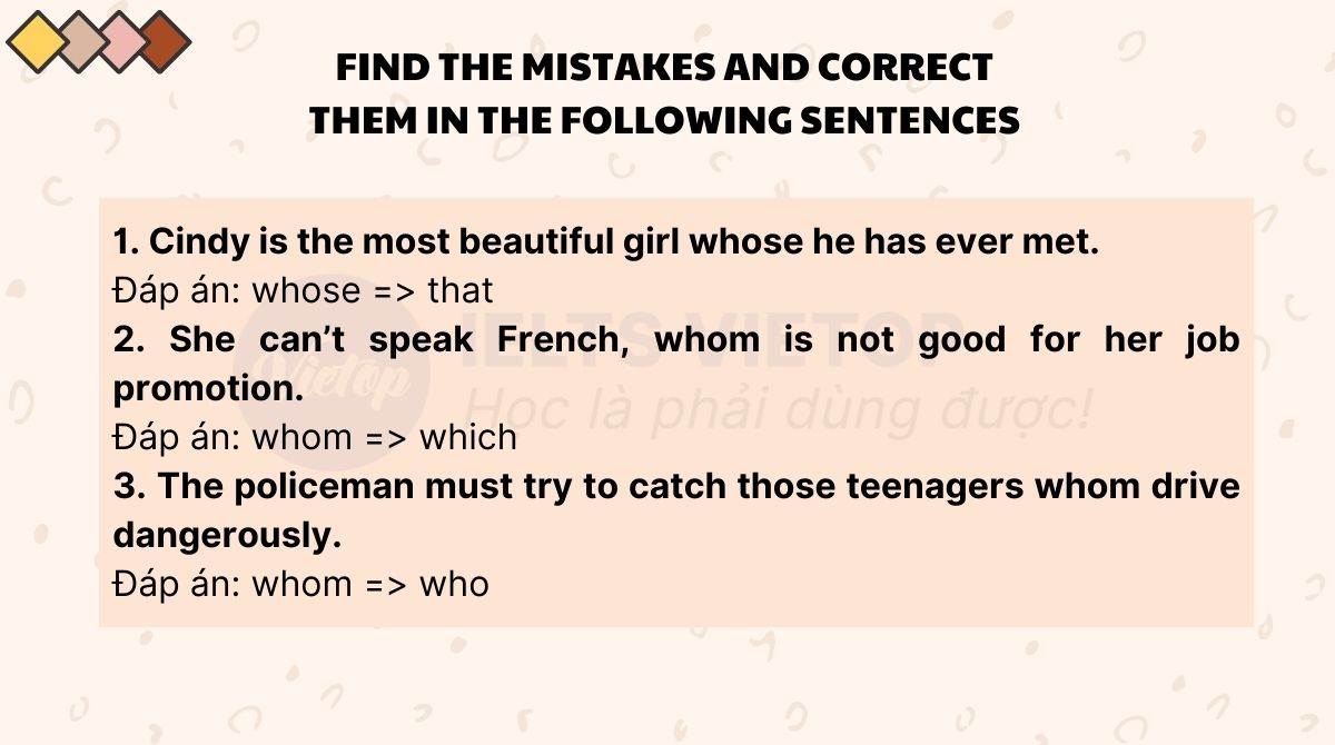 Find the mistakes and correct them in the following sentences