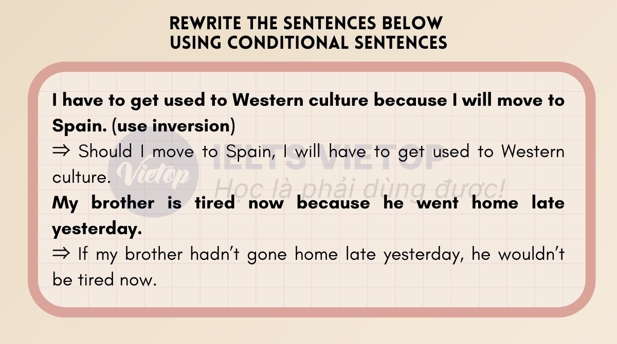 Rewrite the sentences below using conditional sentences