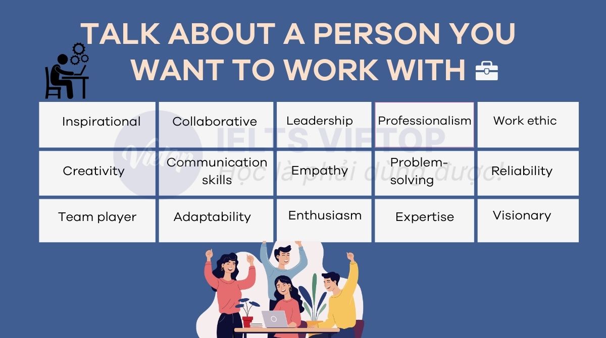 Từ vựng cho chủ đề talk about a person you want to work with