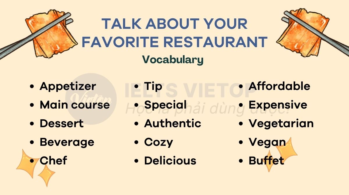 Từ vựng talk about your favorite restaurant