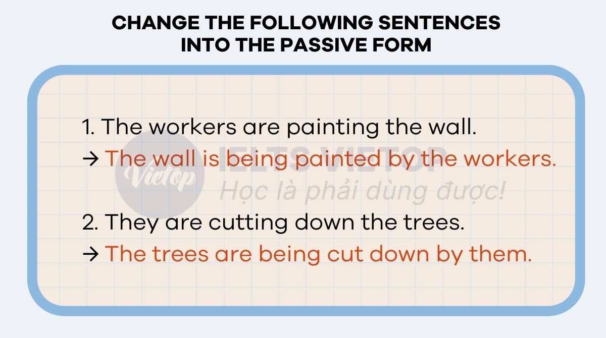 Using present continuous change the following sentences into the passive form