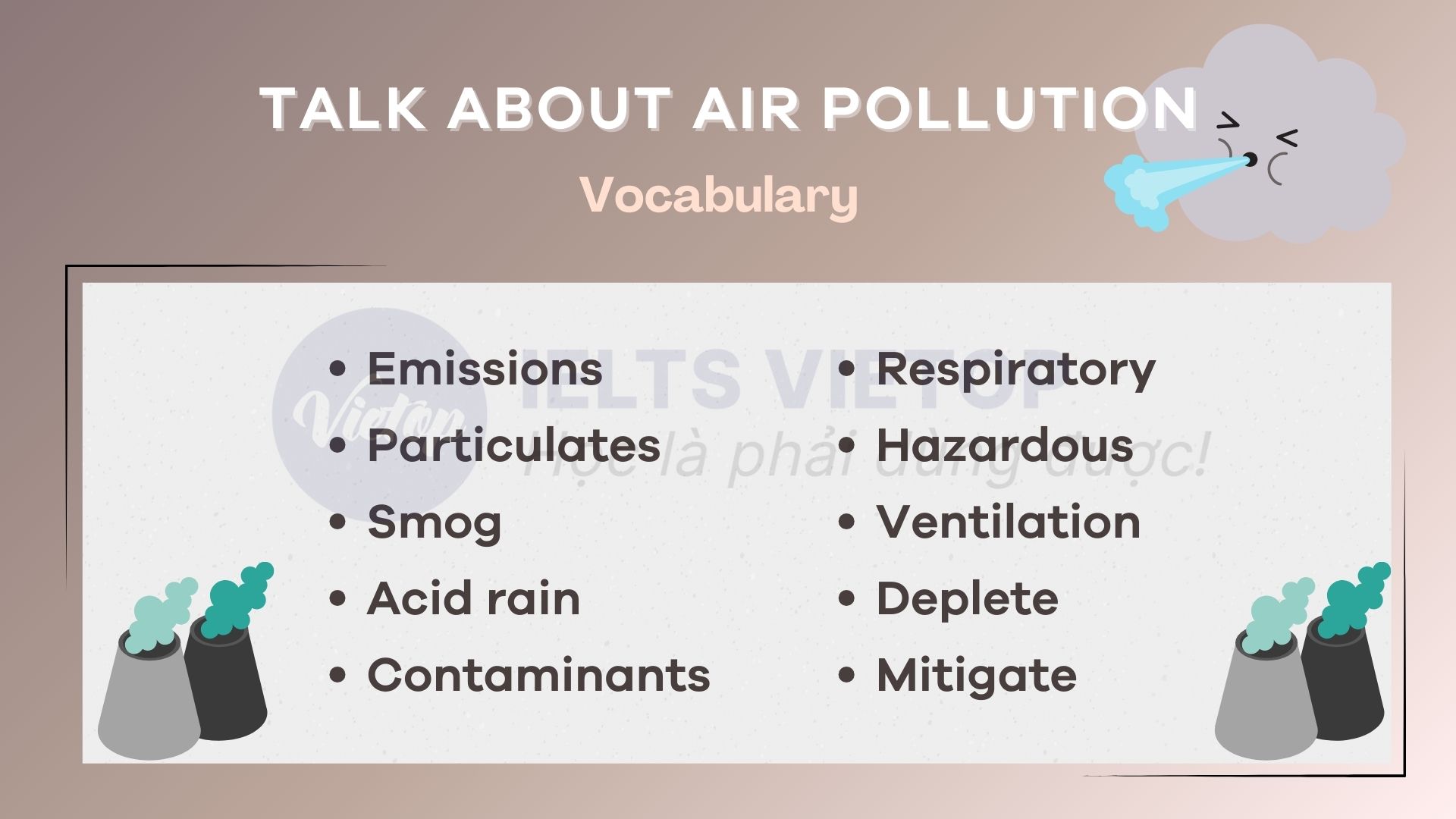 Từ vựng chủ đề talk about air pollution